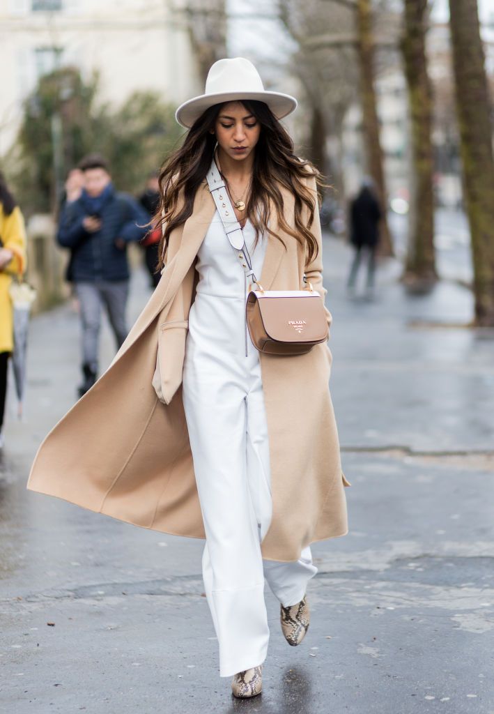 utca style in long camel winter coat