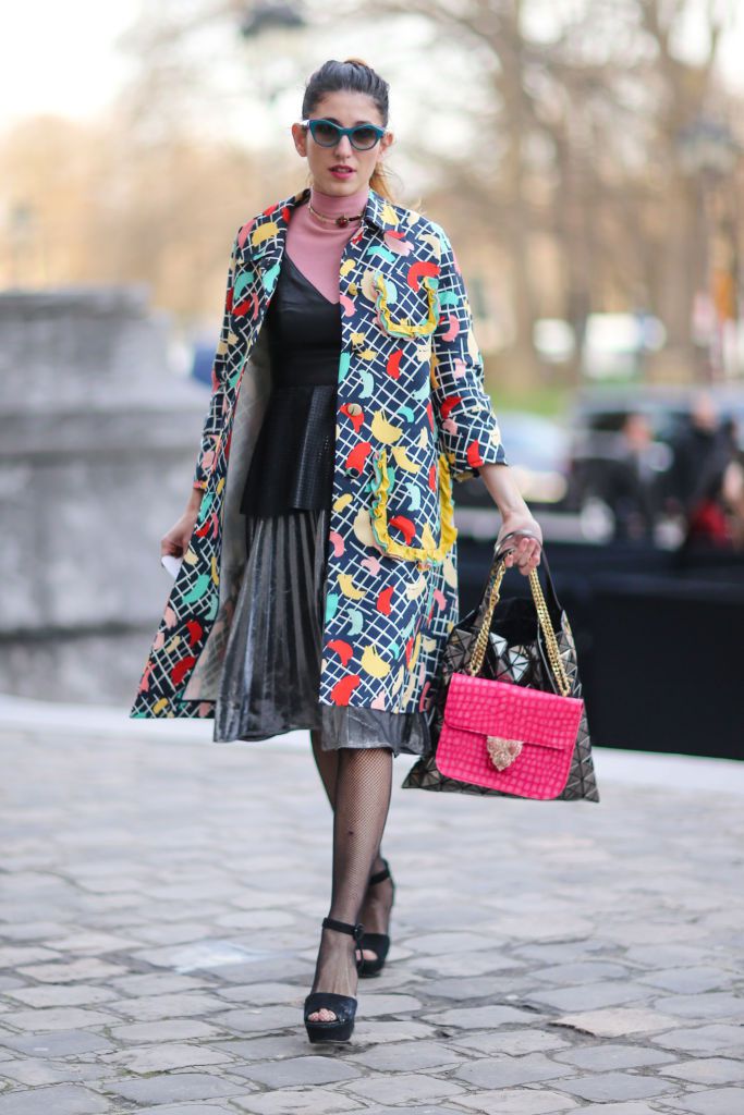 Улица style in a multicolored winter coat