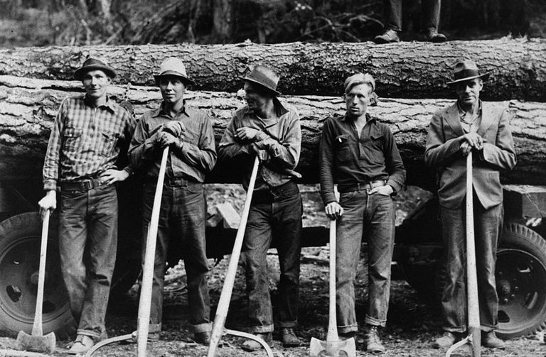 Zgodovina of jeans - farmers wearing jeans in the 1930s
