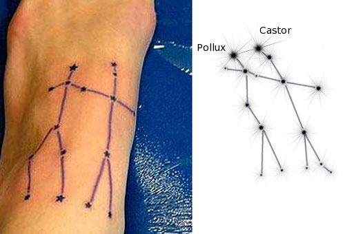 मिथुन राशि Constellation Tattoo