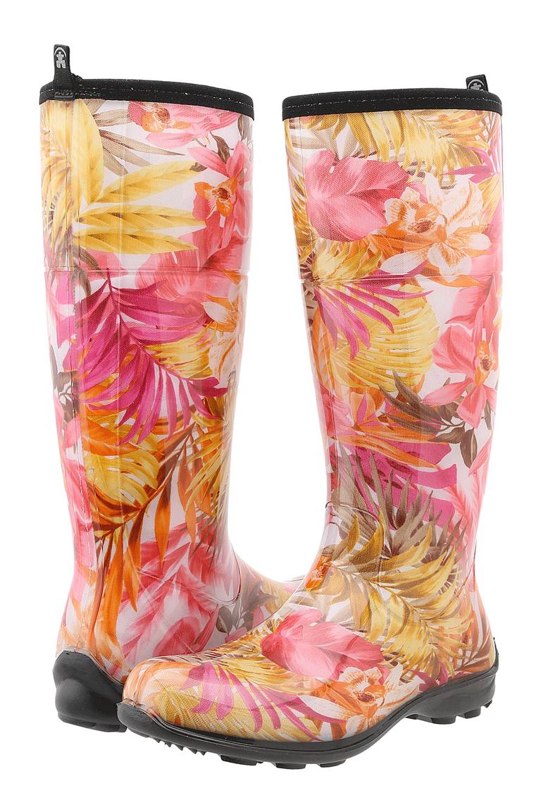 Renkli, floral print rain boots for women